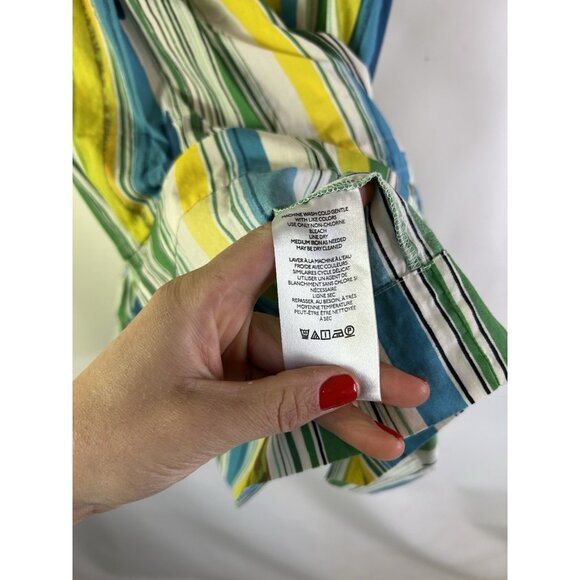 Anthropologie Rainbow Stripe Tiered Puff Sleeve Mini Dress - Picture 6 of 8